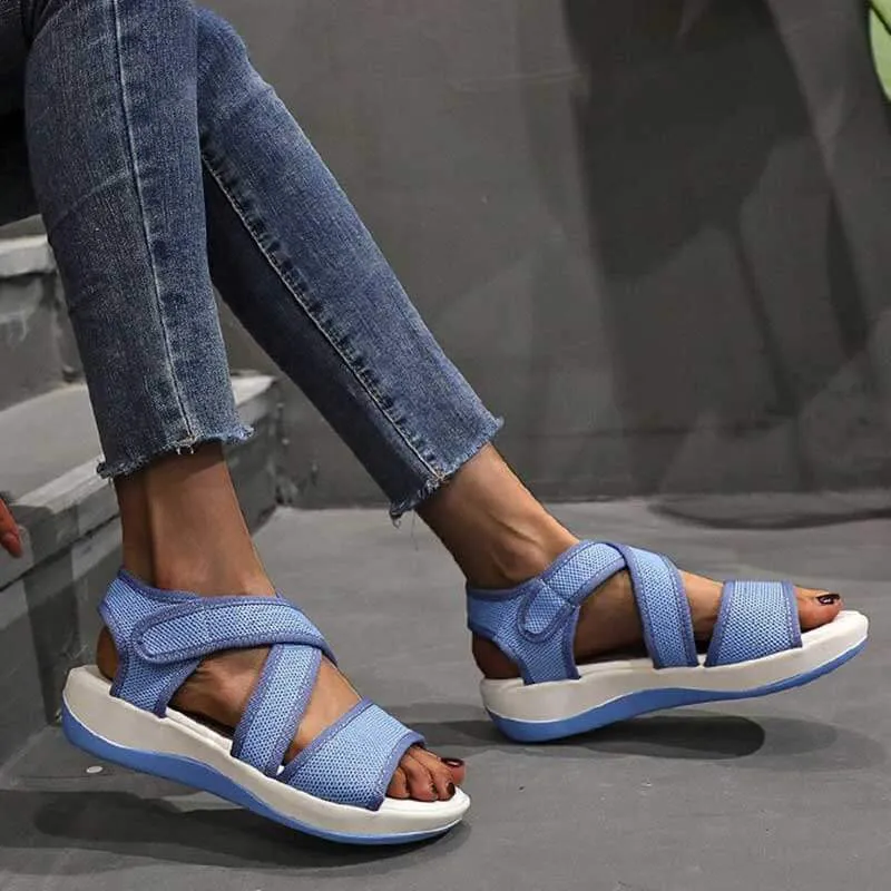 Women Sandals Breathable Flat Shoes Soft Mesh Summer Shoes