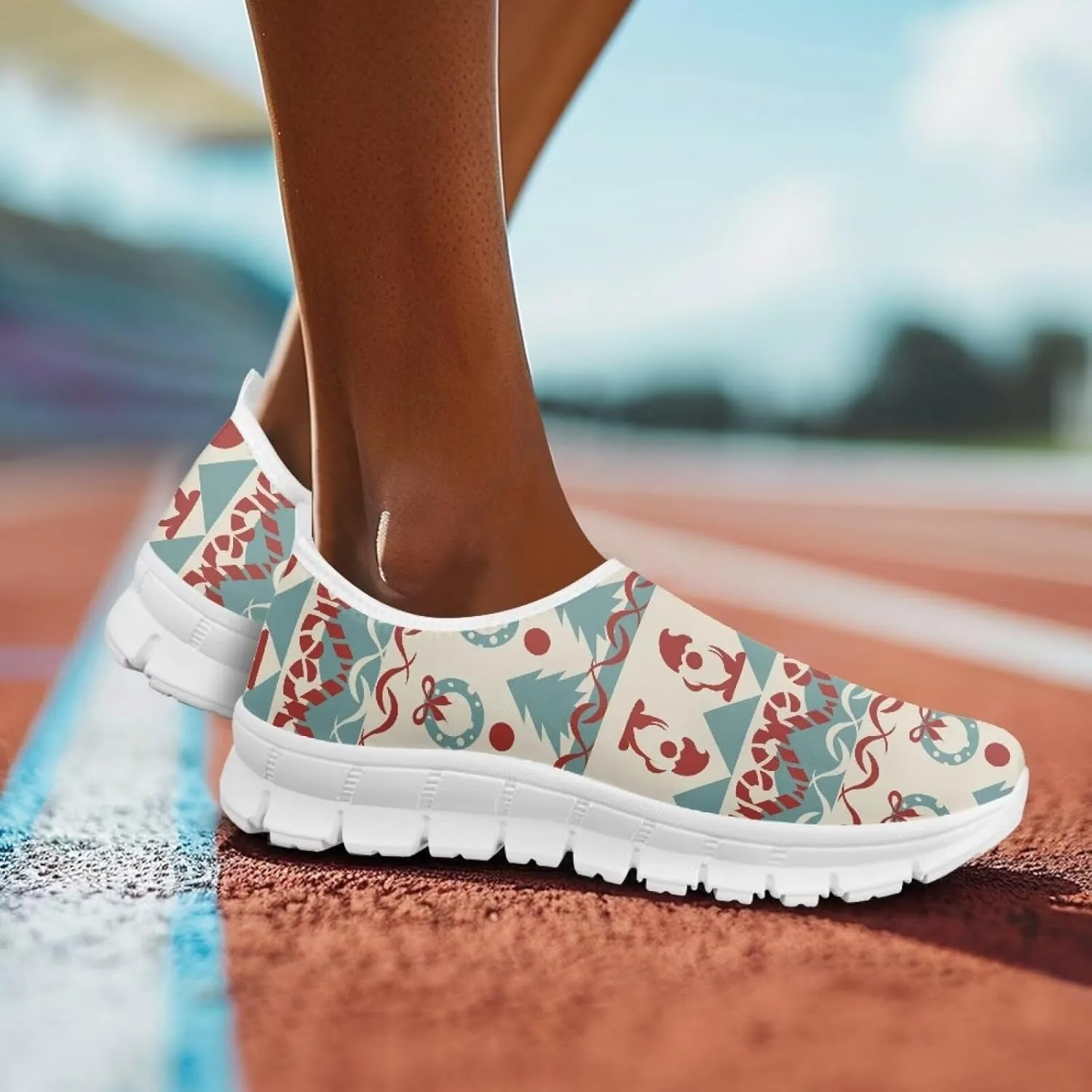 Women Sports Air Running Sneakers Lightweight Slide-in Casual Walking Shoes（White Sole）