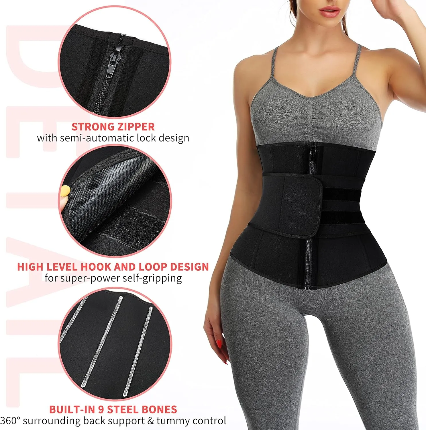 Women Support for Back Band Waist Corset Cincher Sweat Compression Workout Shockproof Sauna Fitness Trainer Belt Price-conscious Neoprene