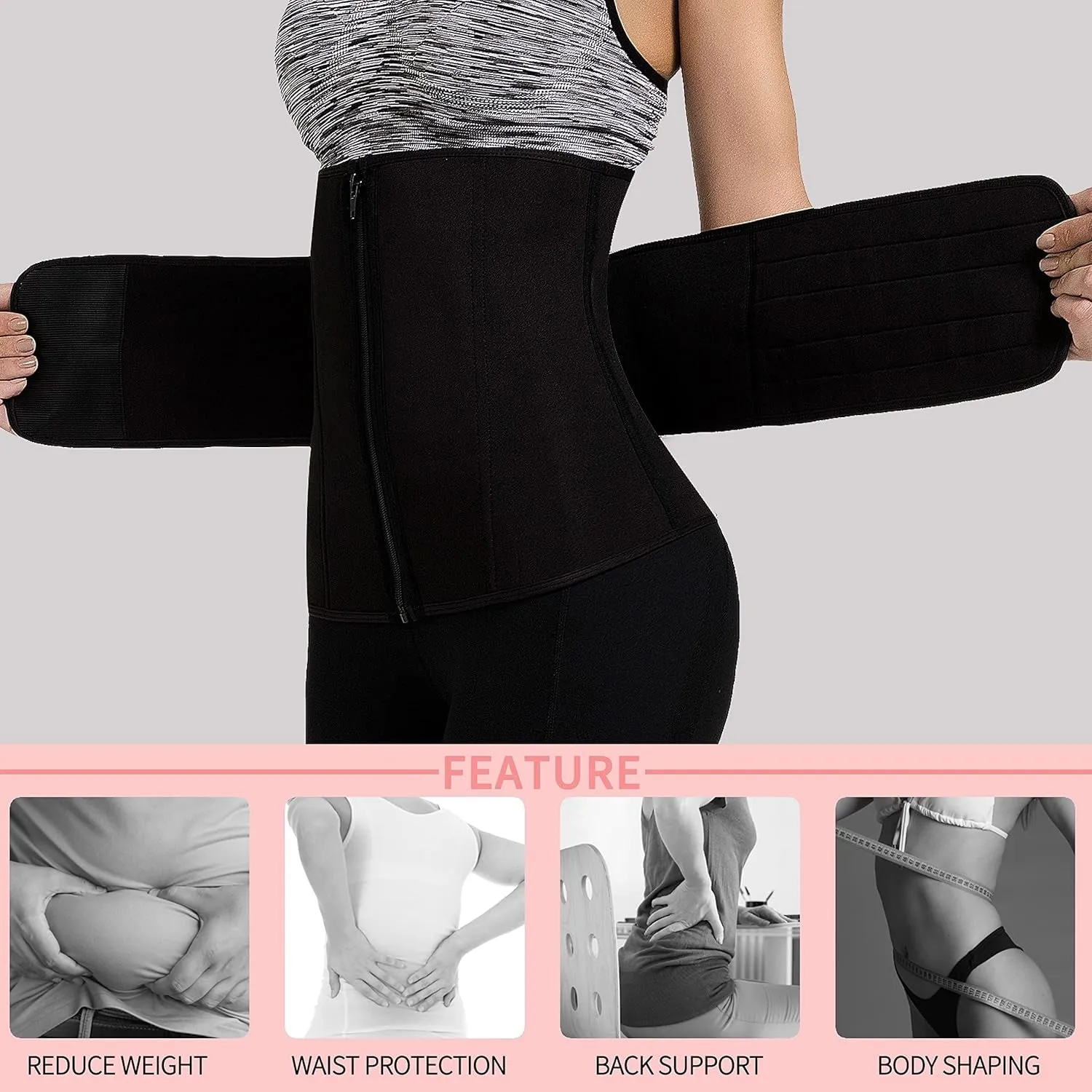 Women Support for Back Band Waist Corset Cincher Sweat Compression Workout Shockproof Sauna Fitness Trainer Belt Price-conscious Neoprene