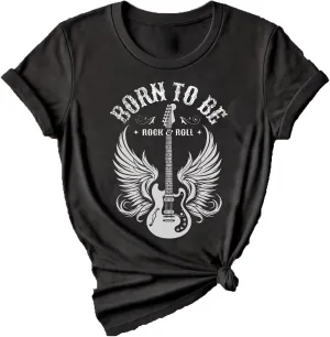 Women Vintage Rock T Shirts Summer Casual Loose Fit Short Sleeve Country Rock Band T-Shirts