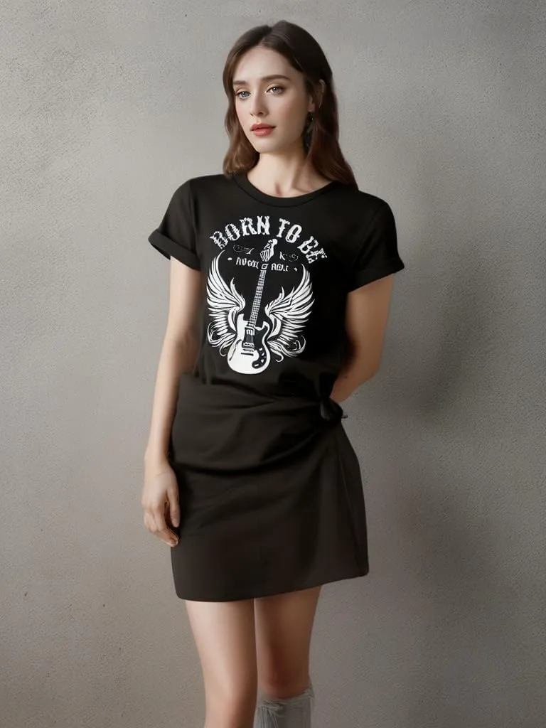 Women Vintage Rock T Shirts Summer Casual Loose Fit Short Sleeve Country Rock Band T-Shirts