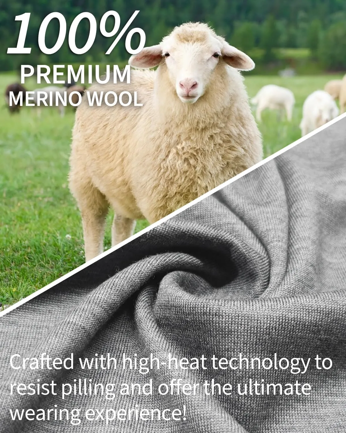 Womens 100% Merino Wool Base Layer - Midweight Merino Wool Thermal Long Sleeve Shirts for Women Top, Ultra Comfort