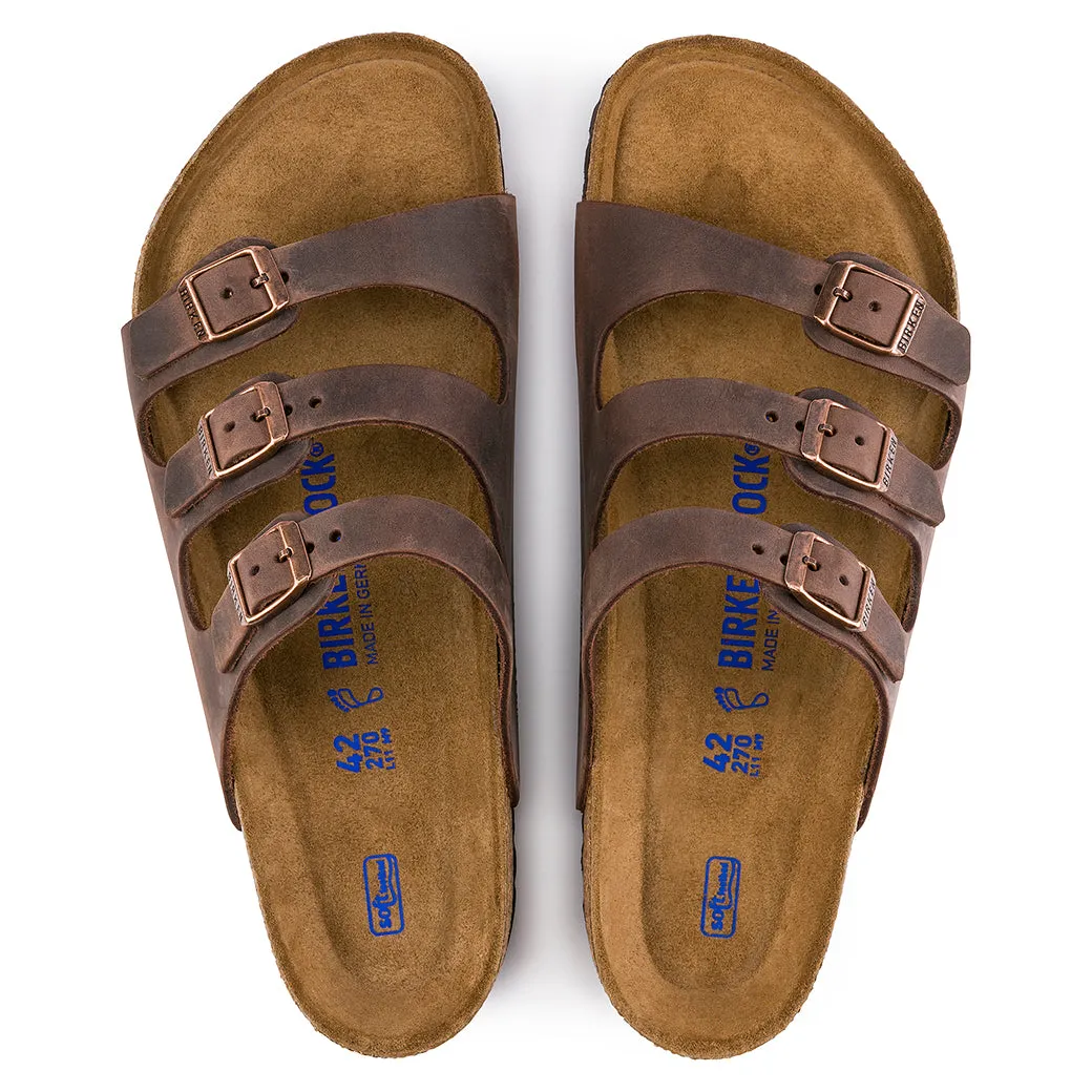 Womens Birkenstock Florida Soft Footbed Oiled Leather in Habana