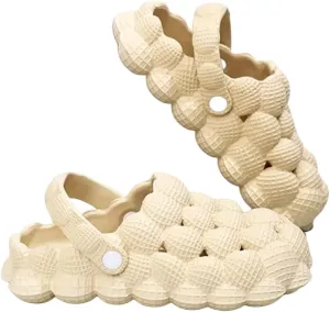 Women's Closed Toe Bubble Slippers, Round Toe Solid Color Soft Sole Breathable Clogs, Women's Indoor & Outdoor Flat Shoes
