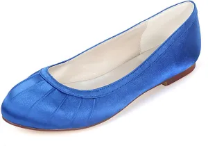 Women’s Flat Shoes Dress Shoes Round Toe Satin Slip On Ballerina Walking Flats Shoes for Woman Low Comfort Soft
