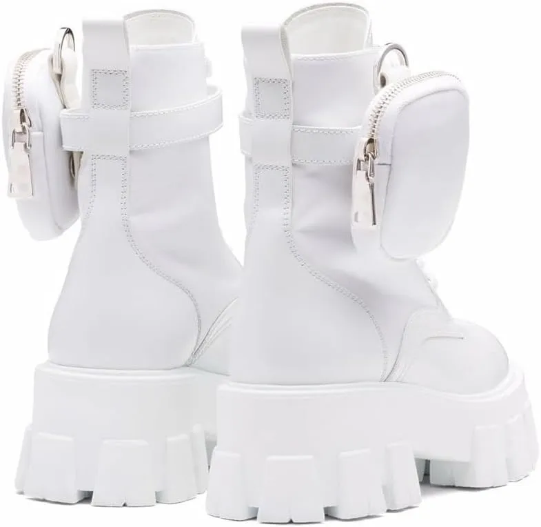 Women's Goth Combat Punk Boots Platform Chunky Lug Sole Short Boots Lace Up Round Toe Zipper Buckle Casual Flat Chelsea Booties