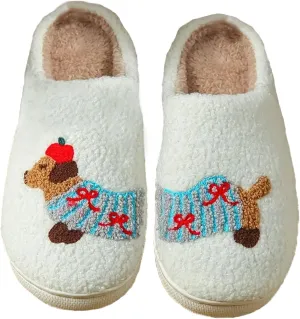 Women's Plush Heart Love Slippers - Blue Eyes Mushroom Cat Ears Retro Memory Foam Soft Plush Home Shoes