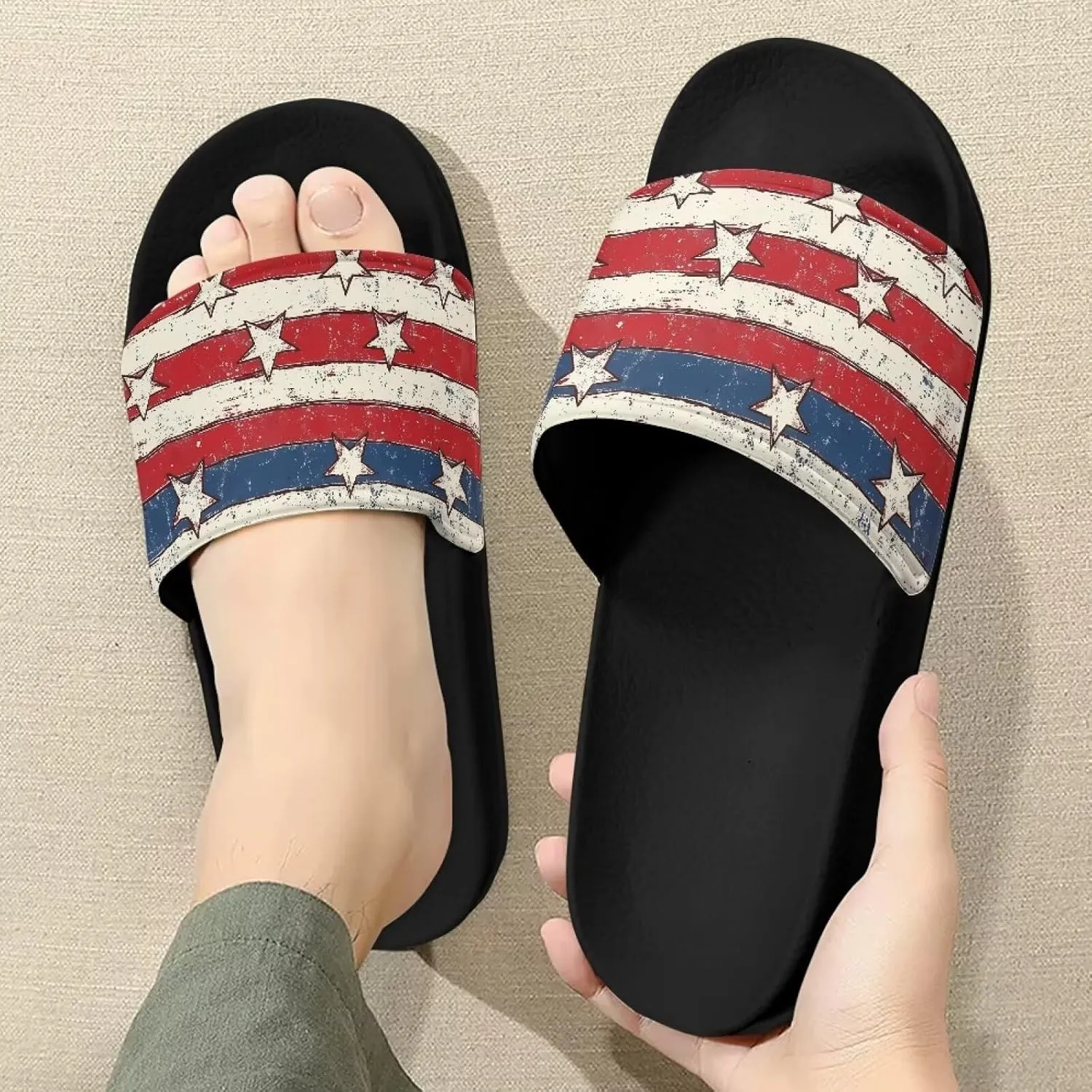 Womens Sandals Water-Resistant Slides Light Soft EVA Rocking Slippers Summer Slide Slippers for Women Indoor Slippers