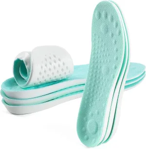 XINIFOOT 3 Pairs Breathable Shock Absorption Sport Shoe Insoles Elastic Soft Running Shoes Pad Replacement Insole for Men&Women Mint Green (L Men 9-10.5 / Women 11-12.5)