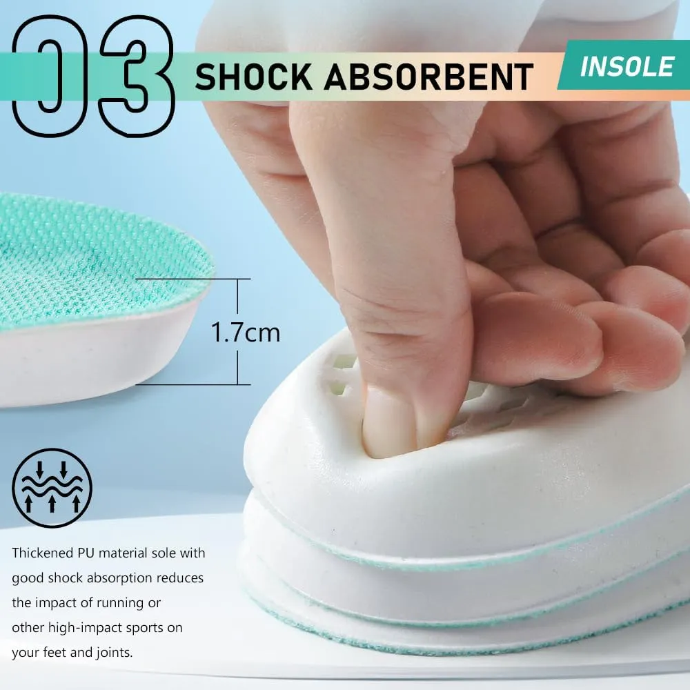 XINIFOOT 3 Pairs Breathable Shock Absorption Sport Shoe Insoles Elastic Soft Running Shoes Pad Replacement Insole for Men&Women Mint Green (L Men 9-10.5 / Women 11-12.5)