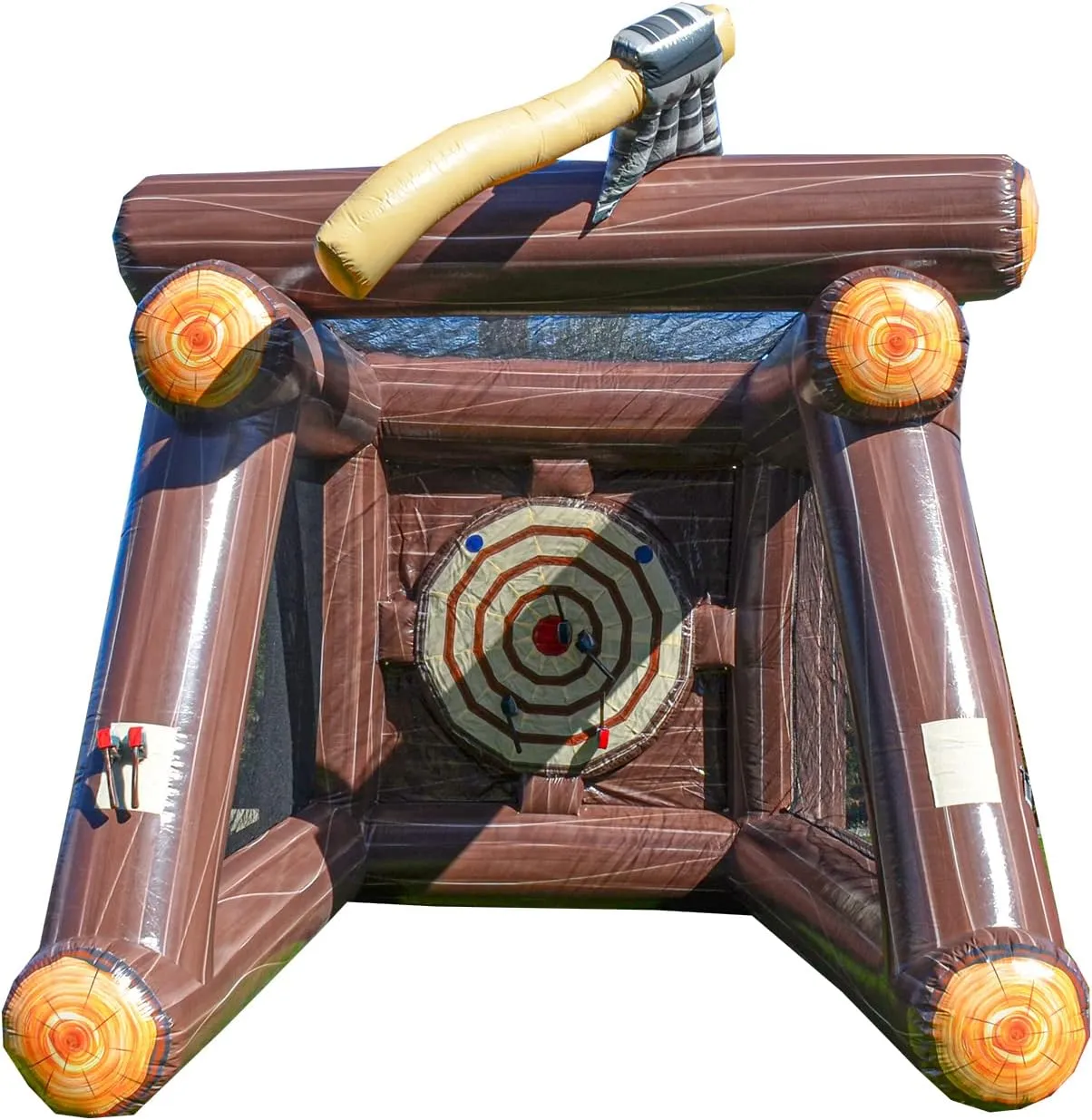 XJUMP 13’ FT Lightweight Premium Marble Color Inflatable Axe Throwing Target Game with Blower and Foam Axes Kids and Adults Commercial Grade Rental Game Throwing Target Holes Toss Game Outdoor Indoor