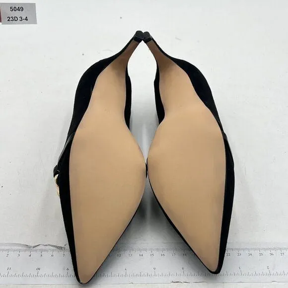 YDN Women's Mid Heels Slip on Loafer Stilettos Pumps Pointy Toe Slide Suede Prom