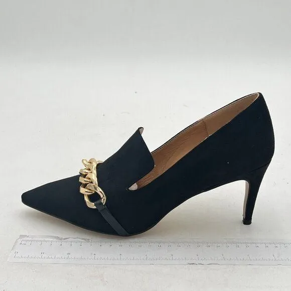 YDN Women's Mid Heels Slip on Loafer Stilettos Pumps Pointy Toe Slide Suede Prom