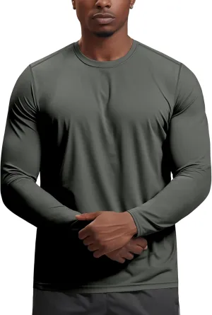 Zengjo Moisture Wicking Athletic Shirts for Men Long Sleeve Workout Running Gym Performance Tee UV/Sun Protection