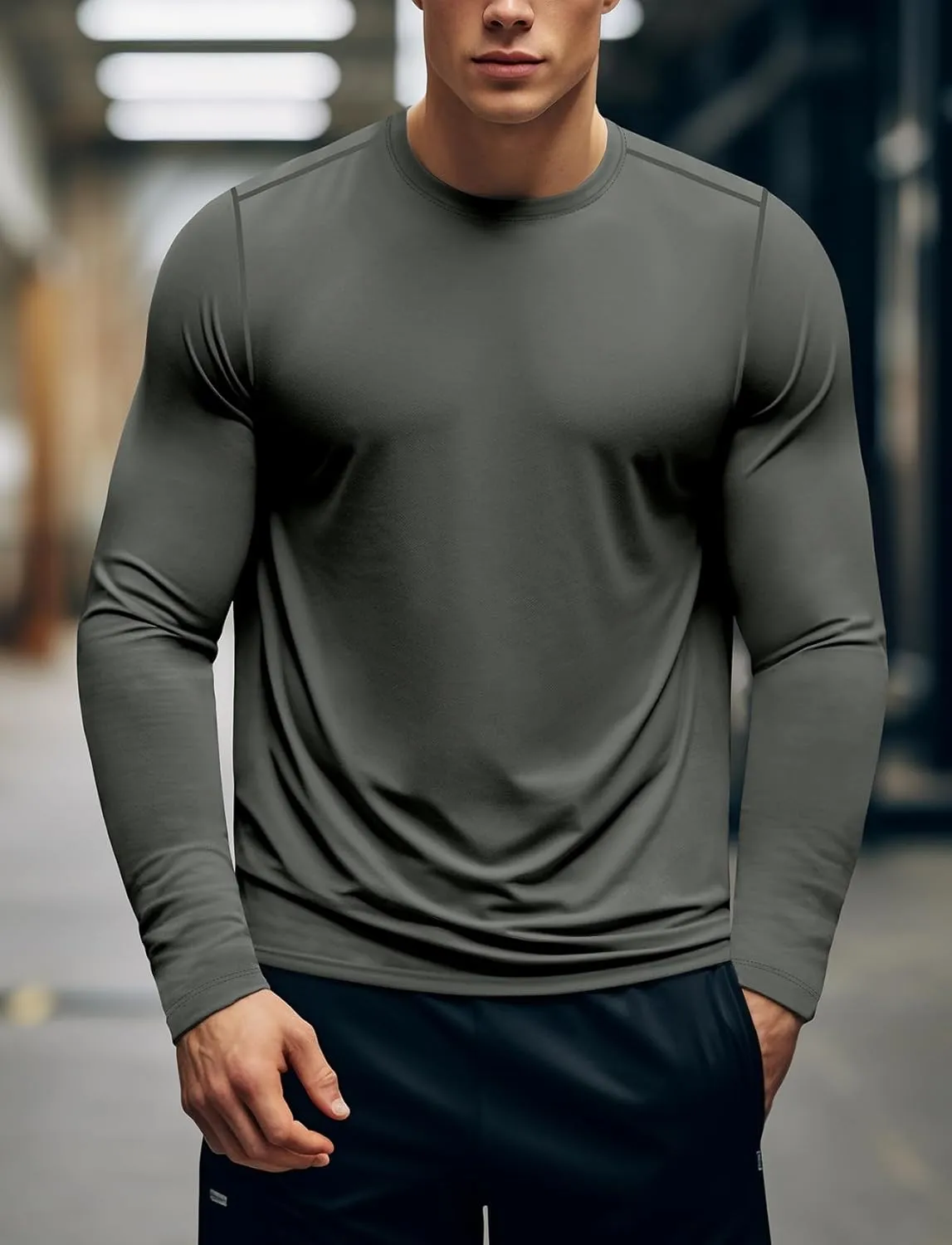 Zengjo Moisture Wicking Athletic Shirts for Men Long Sleeve Workout Running Gym Performance Tee UV/Sun Protection