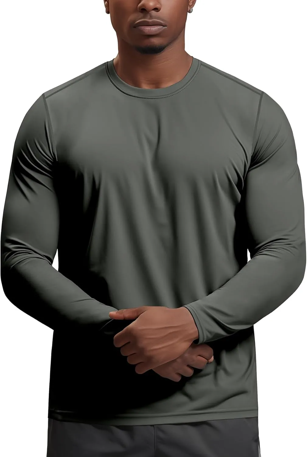 Zengjo Moisture Wicking Athletic Shirts for Men Long Sleeve Workout Running Gym Performance Tee UV/Sun Protection