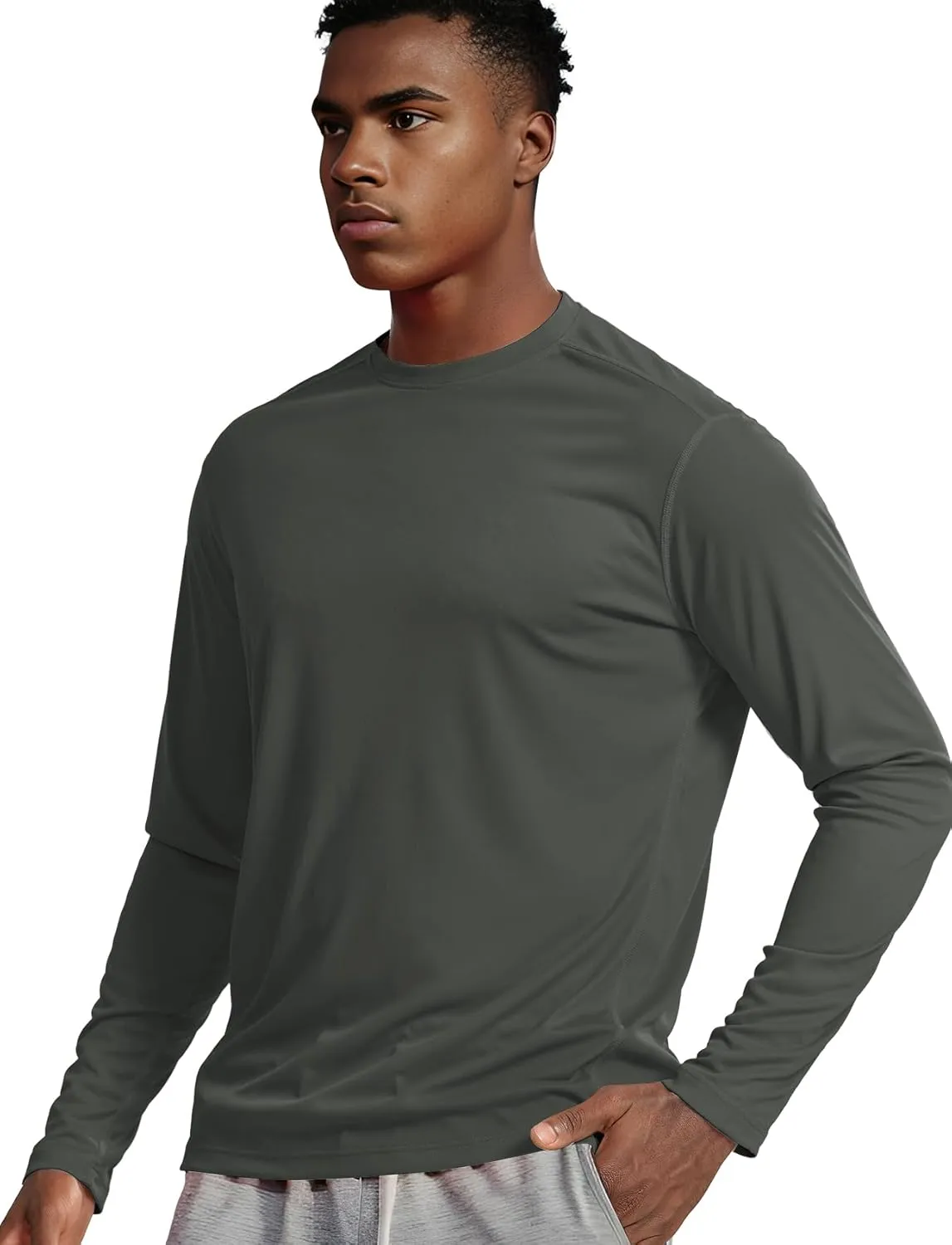 Zengjo Moisture Wicking Athletic Shirts for Men Long Sleeve Workout Running Gym Performance Tee UV/Sun Protection